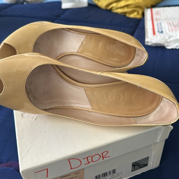Christian Dior Leather Peep Toe Pumps Size 7 - Picture 5 of 6